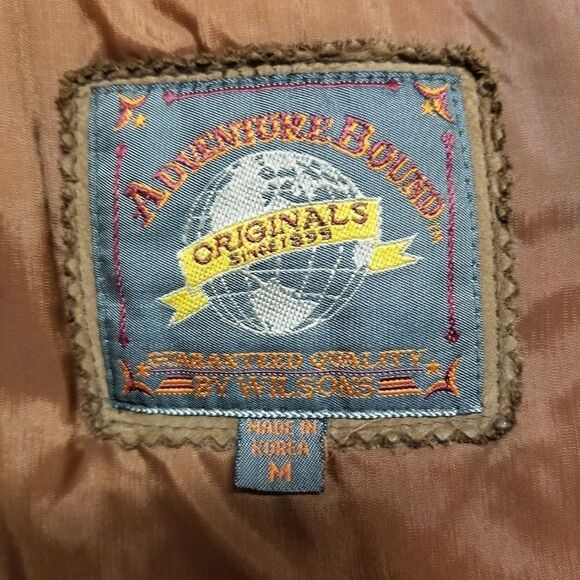 Vintage 90s y2k Adventure Bound Aviator Bomber Insulated Brown Leather Jacket Md - Picture 9 of 9